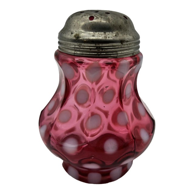 Red Coin Spot Sugar Shaker by Northwood, Circa 1890-1910's For Sale