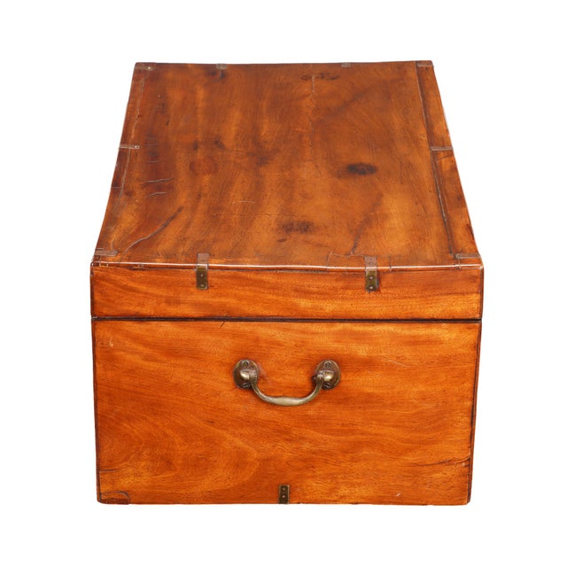 Brown British Mahogany and Brass Officer's Trunk, 1830s For Sale - Image 8 of 15