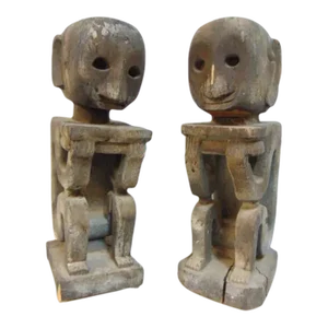 Oceanic Carved Wood Figures - Set of 2