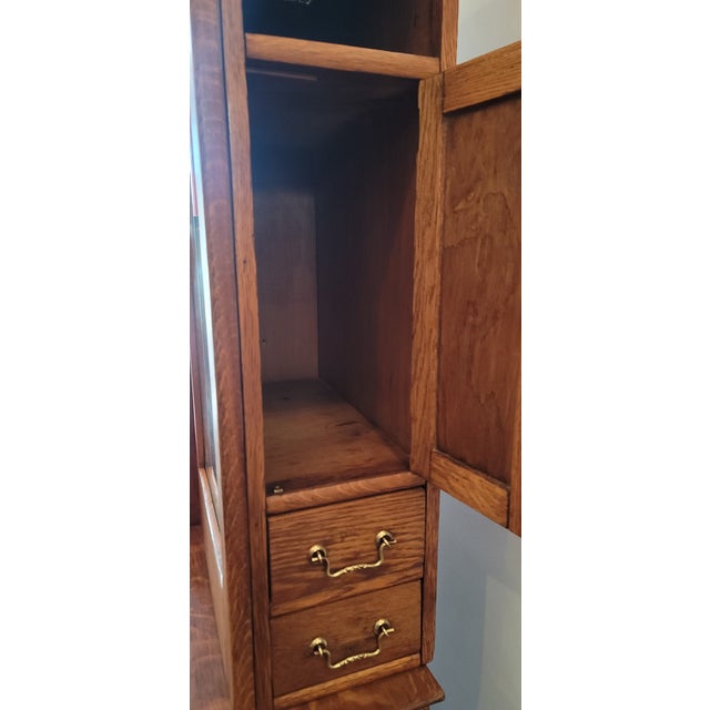 1900s Antique Oak Medical Cabinet Dental Cabinet Victorian With Pull Out Desk For Sale - Image 12 of 17