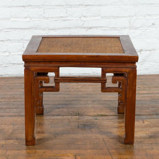 Chinese Qing Dynasty 19th Century Stool or Drinks Table with Woven Rattan Top For Sale In New York - Image 6 of 13