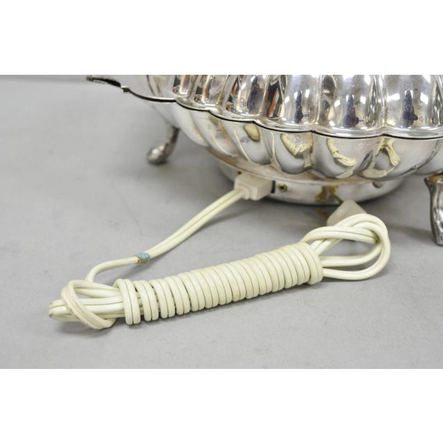 Vintage Eaton Silver Co Regency Silver Plated Clam Shell Warmer W Dolphin Handle For Sale - Image 14 of 18