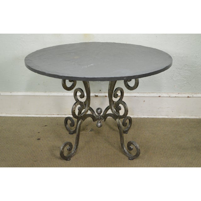 Hand Steel Base Round Slate Top Dining Table Chairish