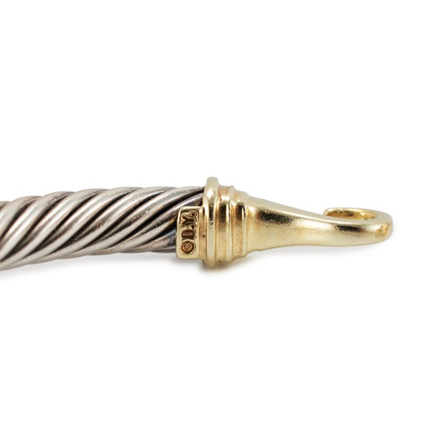 David Yurman 925 Silver 5mm 14k Yellow Gold Buckle Classic Cable Bangle Bracelet For Sale In Houston - Image 6 of 8