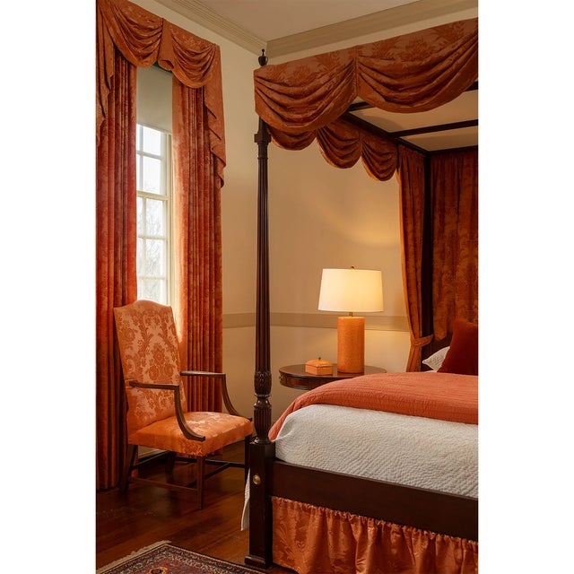 Salmon Williamsburg for Port 68 Richmond Damask Coral Box For Sale - Image 8 of 9