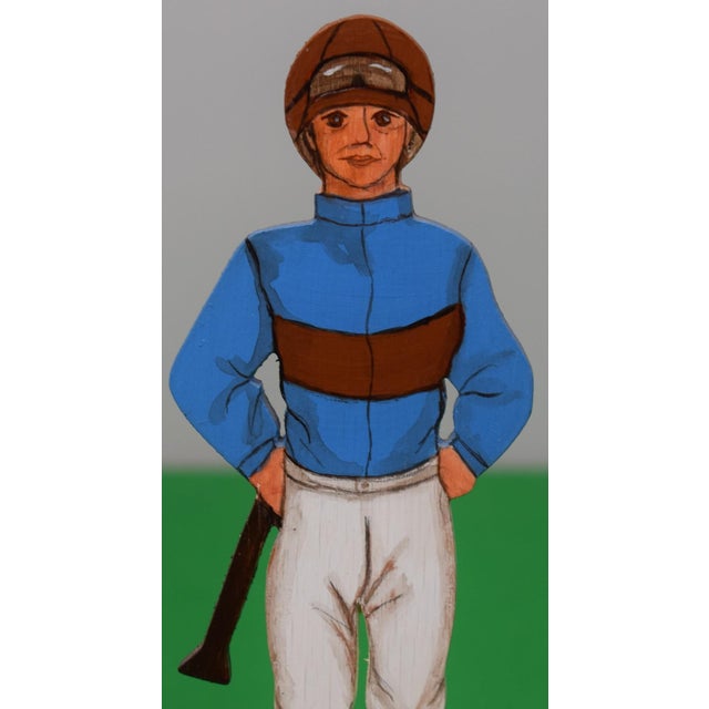 Mid 20th Century Mid 20th Century Set of 6 Marylou Whitney Hand Painted Jockey Silks Wood Slat/ Figurines For Sale - Image 5 of 7