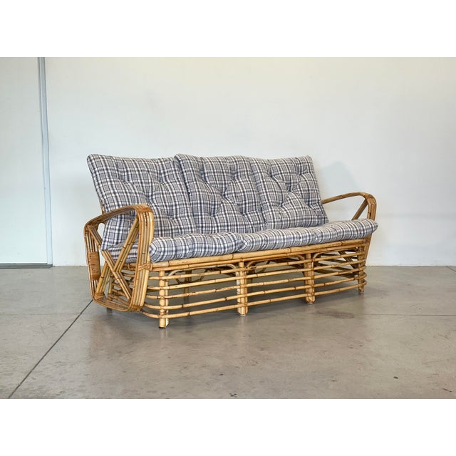 Rattan and Bamboo Sofa, 1970s For Sale - Image 4 of 10