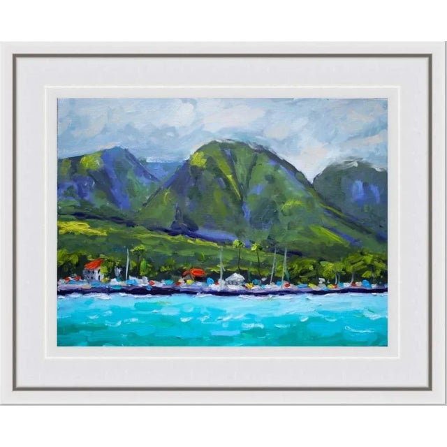 Textile "Lahaina Maui" Contemporary Original Impressionist Style Tropical Landscape Oil Painting For Sale - Image 7 of 12