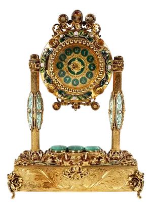 Historicism Viennese Silver Clock with Musical Movement, 1880s