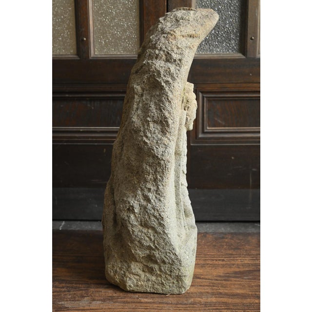 Japanese Edo Period Stone Buddha Statue / [Guardian Deity] / Circa 18th Century For Sale - Image 10 of 15