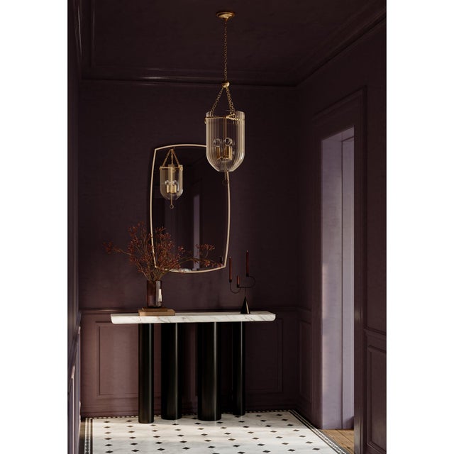 Regina Andrew Roxie Fluted Glass Pendant, Natural Brass For Sale - Image 4 of 9