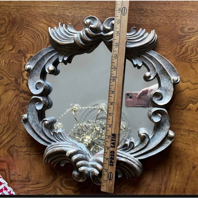 French Elegant Gold Ornate Accents Wall Mirror 14.5”x15.5” For Sale - Image 3 of 10
