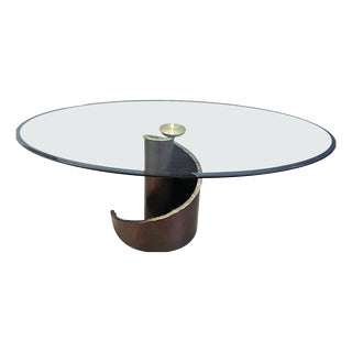 Brutalist Glass and Bronze Dining Table attributed to Barilone for Roche Bobois, 1990s For Sale