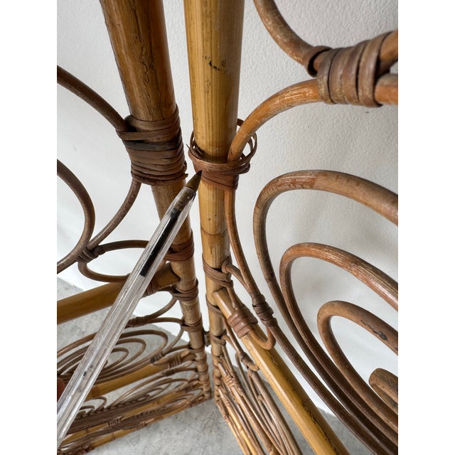 1970’s Vintage Coastal Bamboo & Rattan Three-Panel Folding Screen For Sale - Image 11 of 12