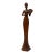 Oriental Brown Wood Carved Slim Artistic Holding Fan Lady Figure For Sale