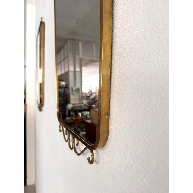 Mid-Century Italian Brass Wall Mirror with Decorations in the style of Gio Ponti, 1970s For Sale - Image 9 of 15