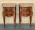Pair Antique French Louis XV Marquetry Marble Top Nightstands with Two Drawers For Sale - Image 4 of 18