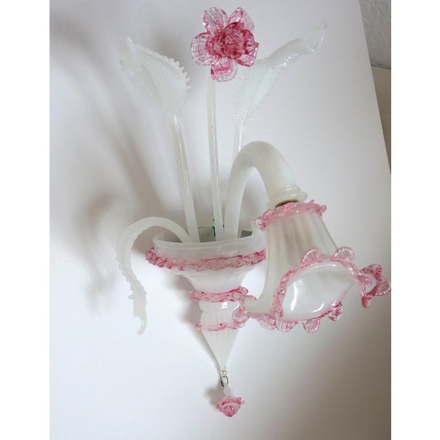 Mid-Century Modern Vintage Murano Glass Wall Lamps from Made Murano Glass, 1950s, Set of 2 For Sale - Image 3 of 11