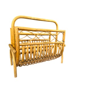 Vintage 1970s Bent Bamboo Magazine Rack With Looped Detail For Sale
