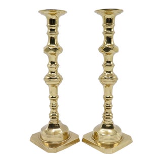 Large Bright Brass Candlesticks - a Pair For Sale