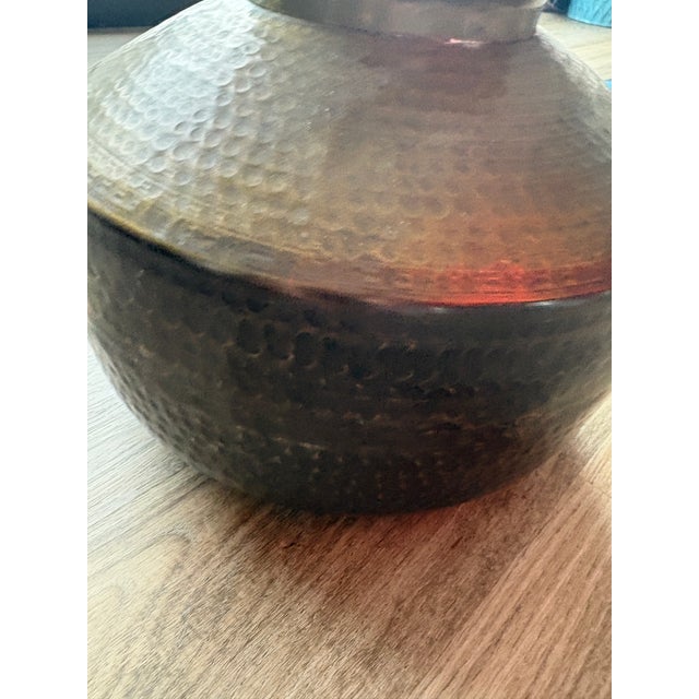 Shabby Chic Large Brass Pot For Sale - Image 3 of 12