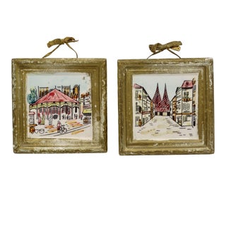 Miniature Framed French Scenes, Set of 2 For Sale