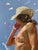 This artwork captures a solitary figure standing by the ocean, exuding a sense of contemplation and tranquility. The...