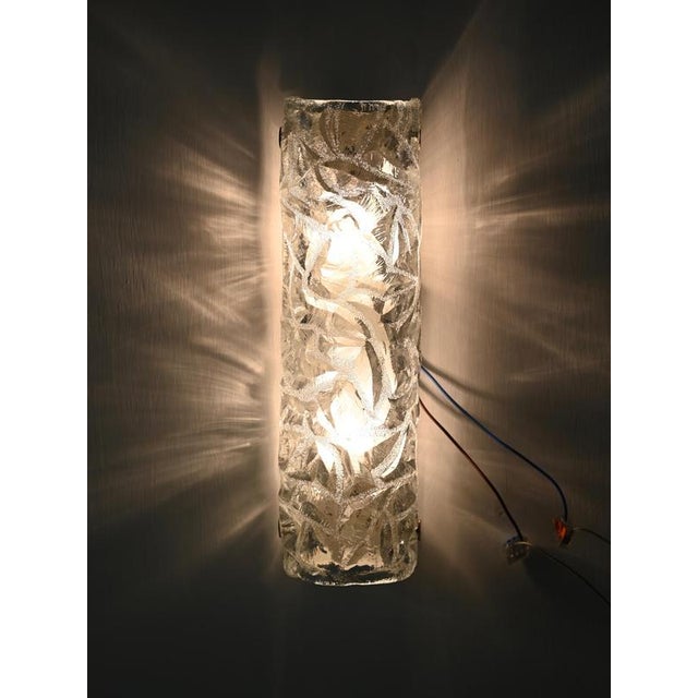Glass Large Sconces in Murano Ice-Glass from Kaiser Leuchten, 1960s, Set of 2 For Sale - Image 7 of 17