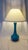 Mid-Century vibrant sky blue/azure blue ceramic lamp with a crackle glaze finish. The "Genie Bottle" shaped table lamp has...