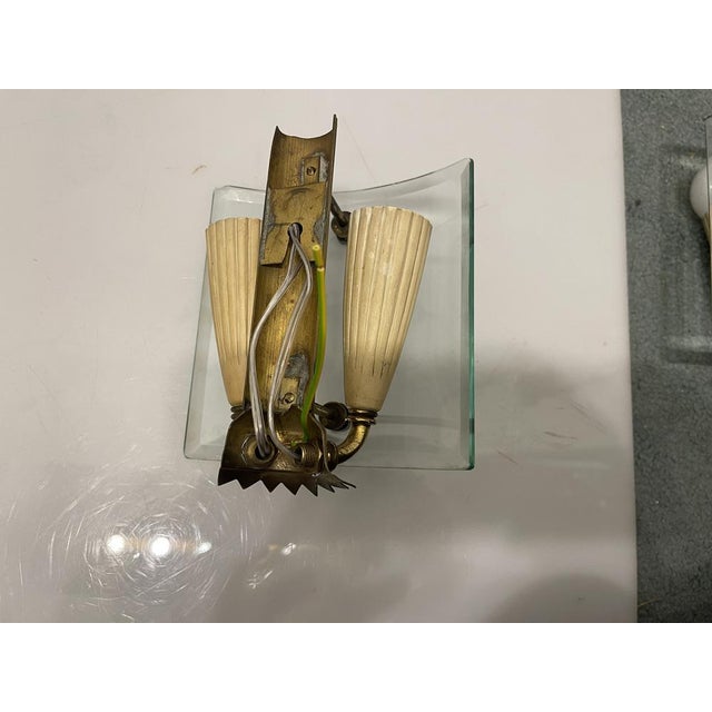 Fontana Arte Glass & Brass Sconces from Fontana Arte, 1950s, Set of 2 For Sale - Image 4 of 10