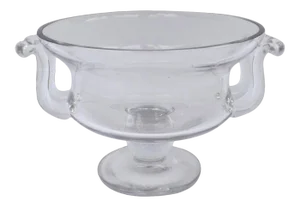 19th Century Crystal Footed Bowl Centerpiece Compote with Applied Side Handles