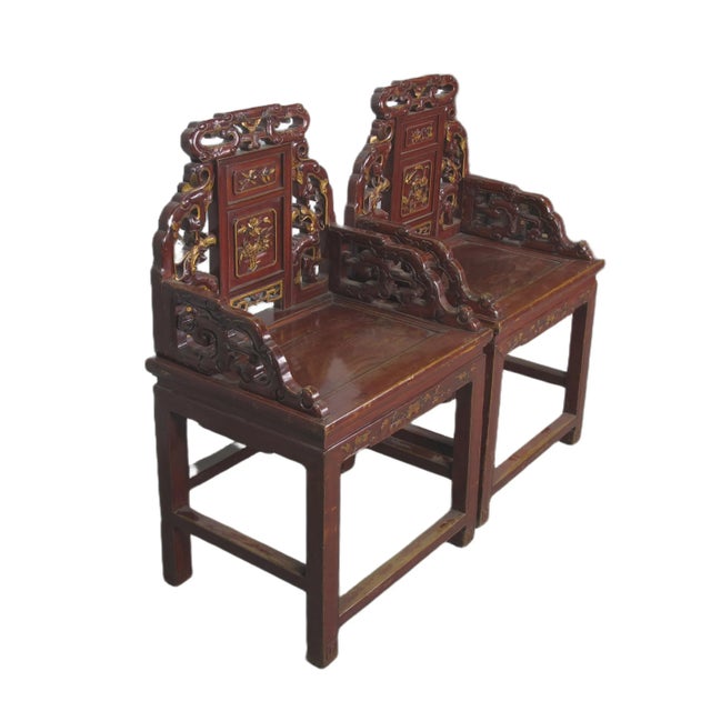 Pair Antique Chinese Taishi Chairs 2 For Sale - Image 4 of 12