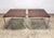 A wonderfully minimalist matched pair of circa 1970’s Florence Knoll side tables with solid chrome legs and walnut pattern...