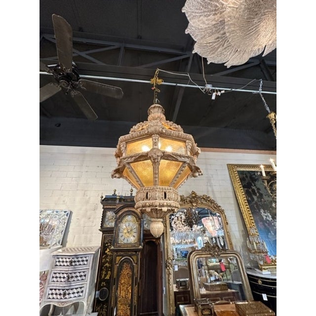 Amber Large Italian Stripped Wood Lantern For Sale - Image 8 of 8