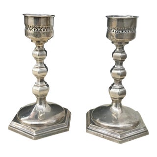 Candle Holders Silver Plate - A Pair For Sale