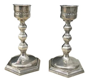 Candle Holders Silver Plate - A Pair