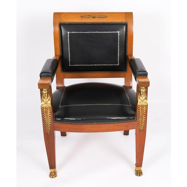 This is a beautiful antique french empire revival "fauteuil du bureau", desk chair, circa 1880 in date. The square back...