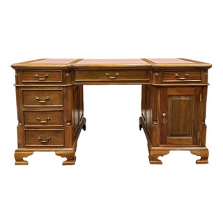 English Desk in Red Leather For Sale