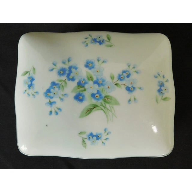 Blue Vintage Andrea by Sadek Blue & White Floral Porcelain Trinket Dresser Box For Sale - Image 8 of 11
