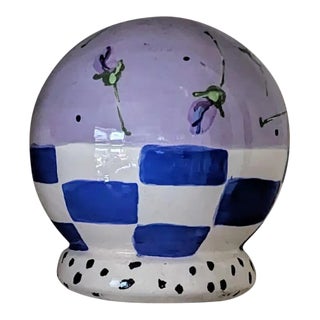 '80s Ceramic Globe "Violets" by January Jorgenson For Sale