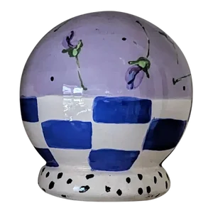 '80s Ceramic Globe "Violets" by January Jorgenson