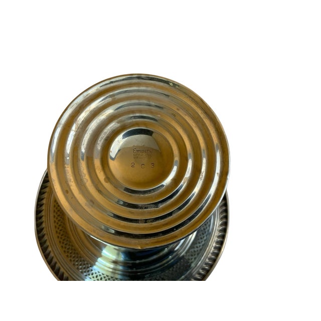 1940s 1940s Empire Sterling Silver Weighted Slotted, Godroon Bordered Compote Bowl For Sale - Image 5 of 5