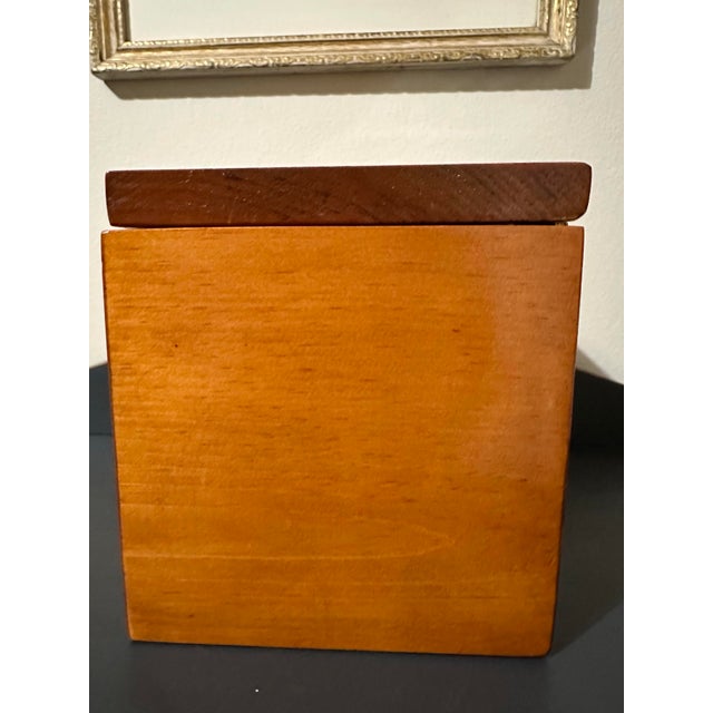 Vintage Mid 20th Century Handcrafted Pine Wood Storage Box With Velvet Lining For Sale - Image 4 of 9