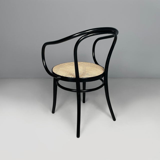 Thonet Austrian Modern Straw and Black Wood Chairs 209 by Michael Thonet for Radomsko, 1970s, Set of 4 For Sale - Image 4 of 15