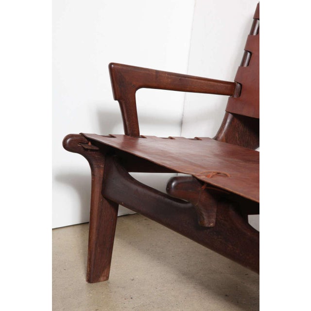 Mid-Century Modern 1960s Vintage Angel Pazmino Rosewood and Russet Leather Three-Seat Sofa For Sale - Image 3 of 11