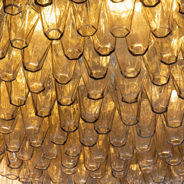 Metal Modernist Smoked Topaz Chandelier With Chrome Fittings, in the Manner of Venini For Sale - Image 7 of 8