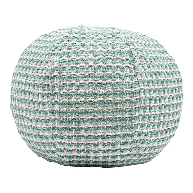 The House Of Scalamandré Heatherton Circle Pillow In Aquamarine For Sale