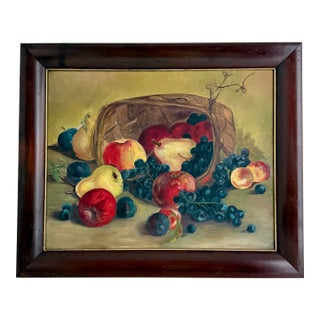 Late 19th Century Victorian Oil on Canvas Fruit Still Life - Unknown Artist For Sale