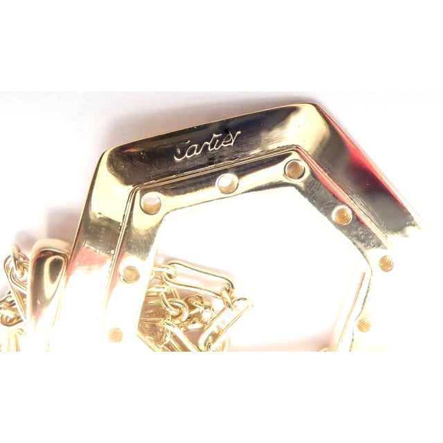 Vintage Cartier Zodiac Yellow Gold Diamond Pendant Link Chain Necklace For Sale - Image 10 of 13