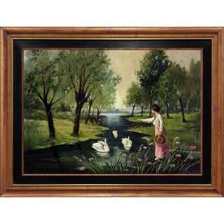 Jean Richard, Bucolic Elegance, 1970s, Oil on Canvas, Framed For Sale